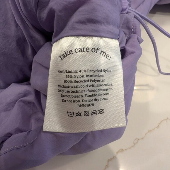 Halfdays Nellie Packable Puffer Lilac Purple Lightweight Oversize Crop Jacket XL - Picture 8 of 16